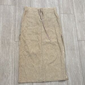 Stephen Hardy Squeeze Linen Cotton Blend Skirt with Slit tie Waist Beige 3/4